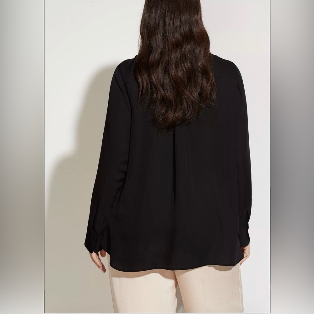 Vince Silk Button Down Blouse Black Relaxed Fit XXL NWT Minimal Luxury - Picture 2 of 9